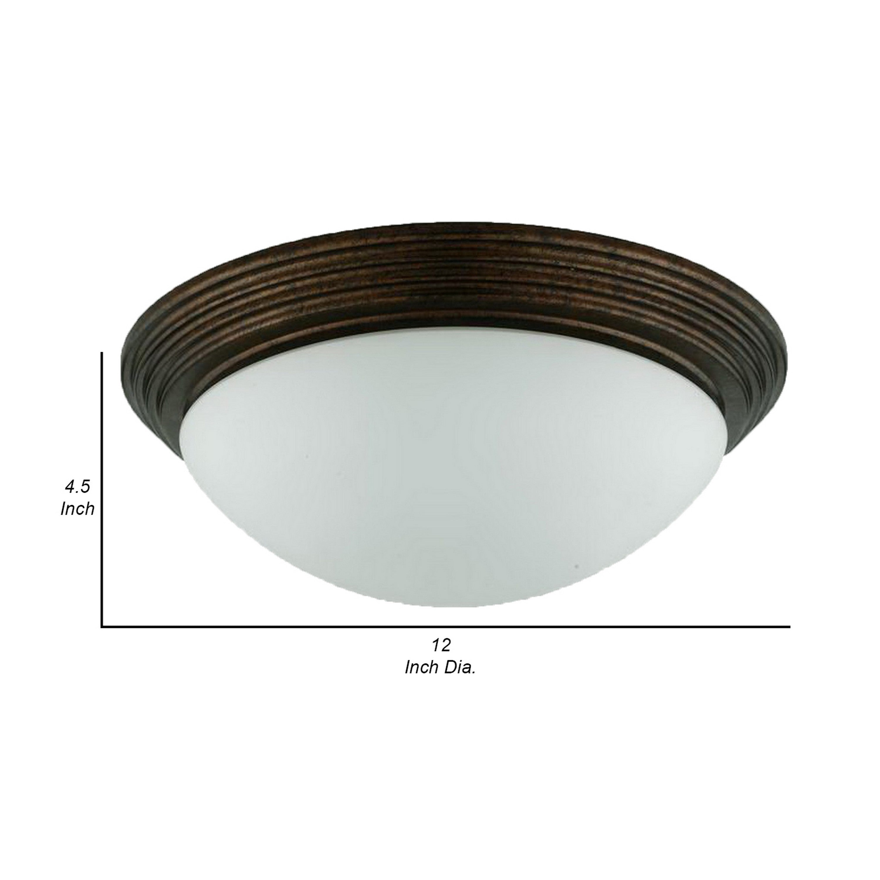 Jesse 12 Inch Modern Ceiling Lamp with Glass Dome Shade Rust Trim White-zoom-5