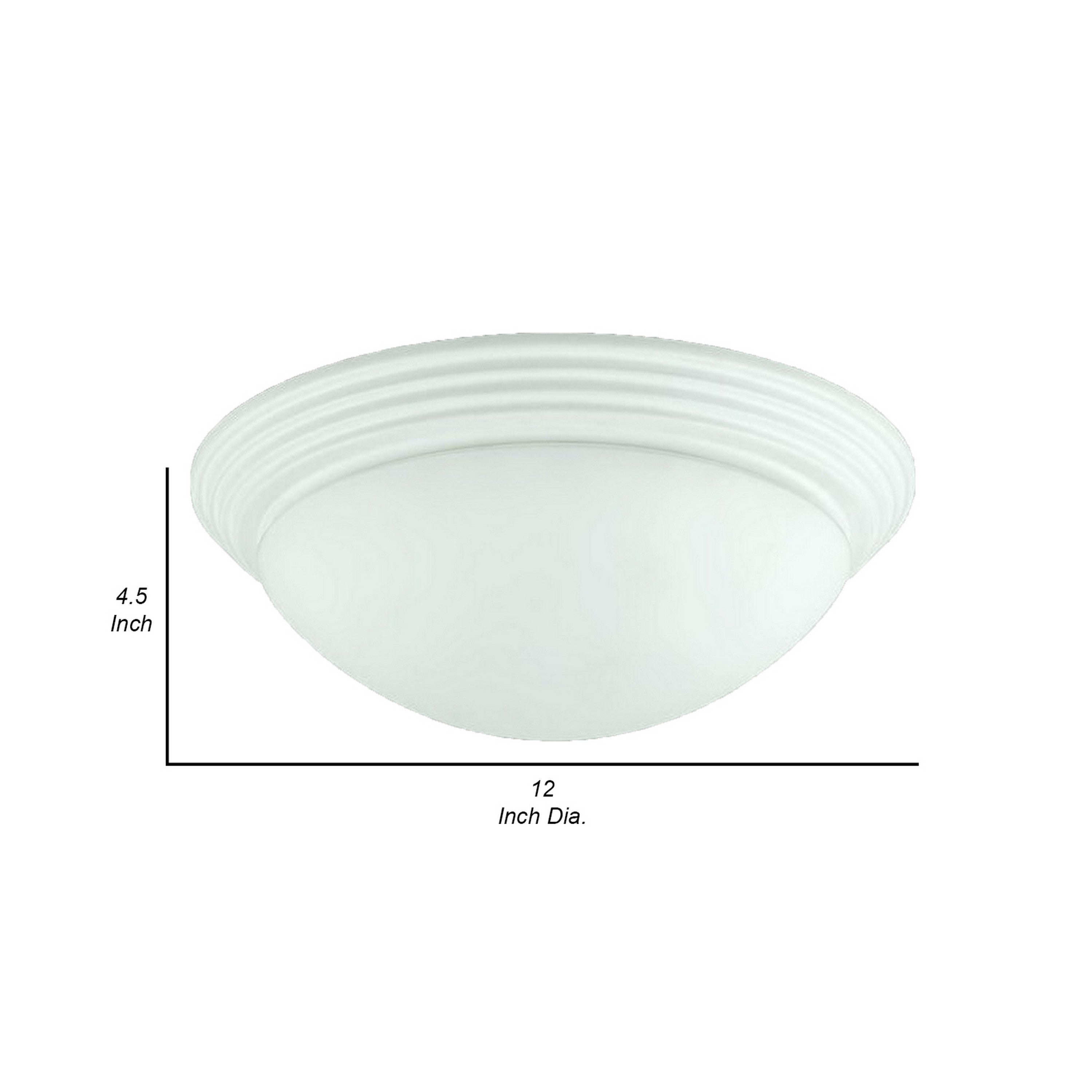 Jesse 12 Inch Modern Ceiling Lamp with White Glass Dome Shade White Trim-zoom-5