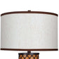 25 Inch Modern Table Lamp Fabric Drum Shade and Night Light Glass Ivory