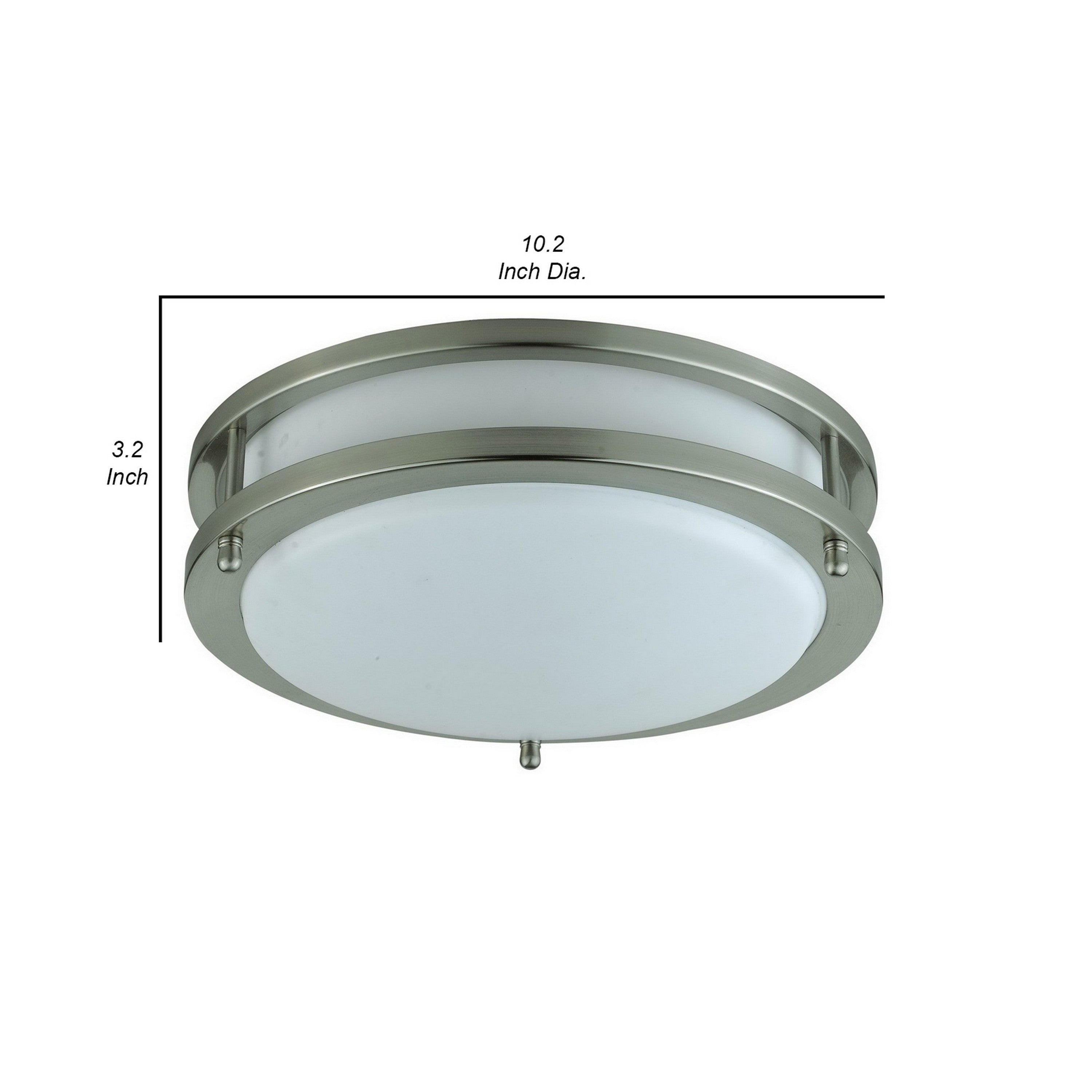 10 Inch Modern Ceiling Lamp with Frosted Acrylic Plate Steel Trim White-zoom-5