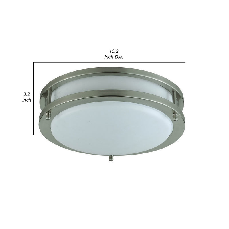 10 Inch Modern Ceiling Lamp with Frosted Acrylic Plate Steel Trim White-zoom-