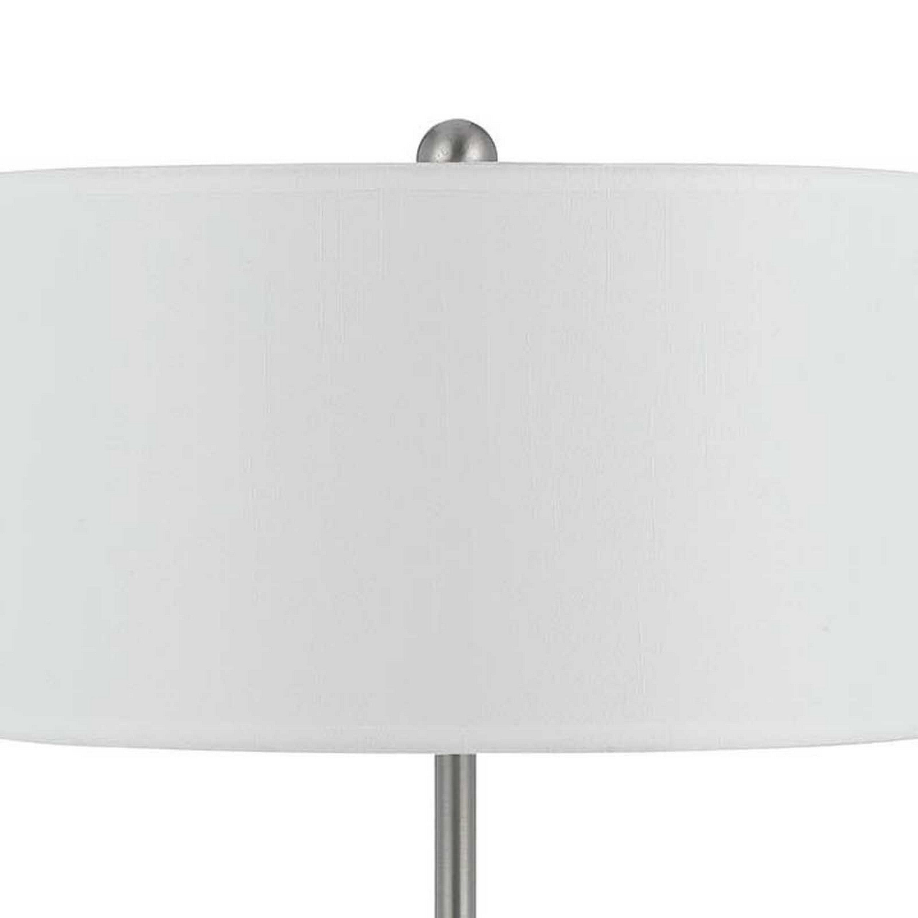 27 Inch Modern Table Lamp with Round Drum Shade 2 Outlets White Chrome-zoom-3