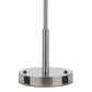 27 Inch Modern Table Lamp with Round Drum Shade 2 Outlets White Chrome
