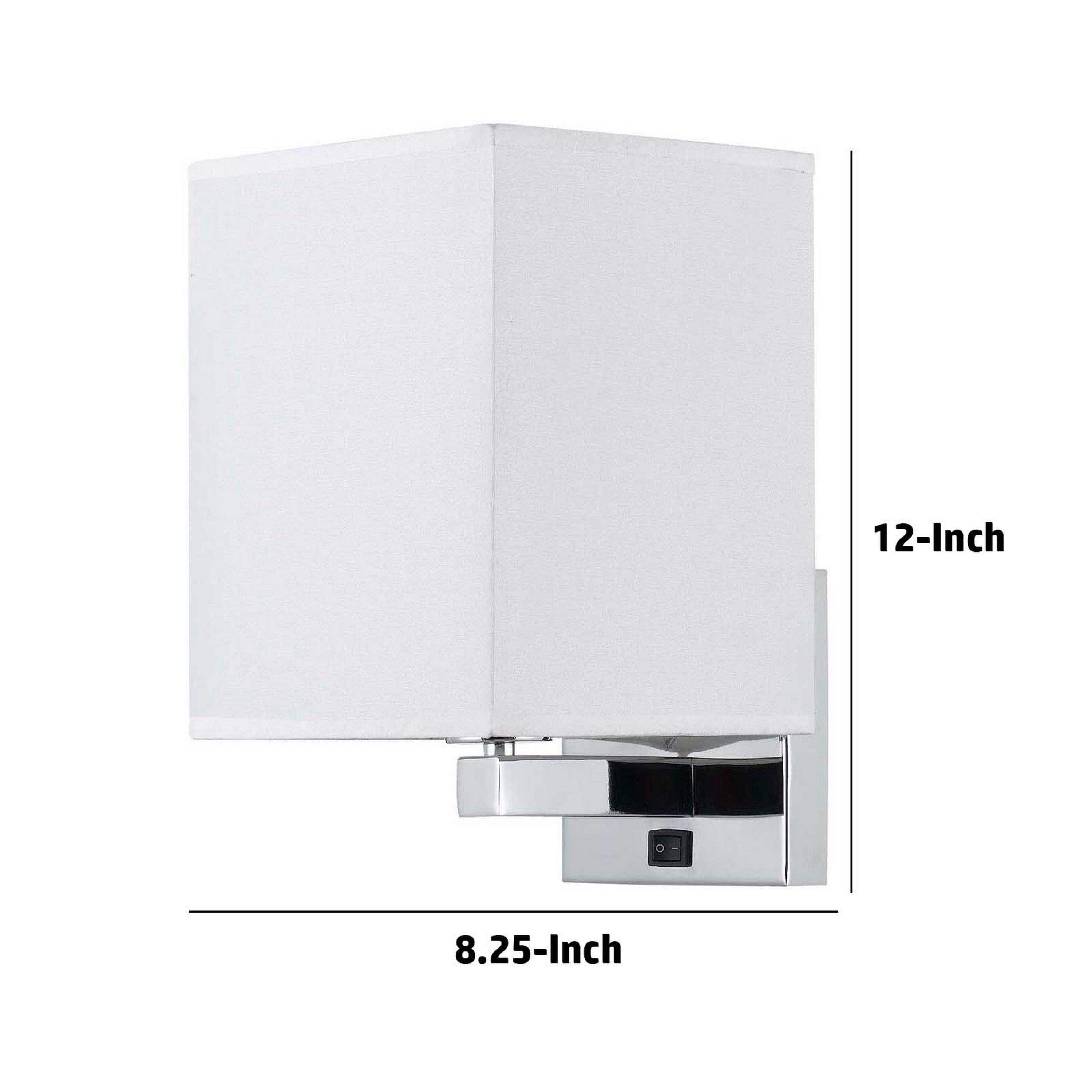 12 Inch Modern Wall Lamp With Fabric Shade On Off Rocker Switch White-zoom-5