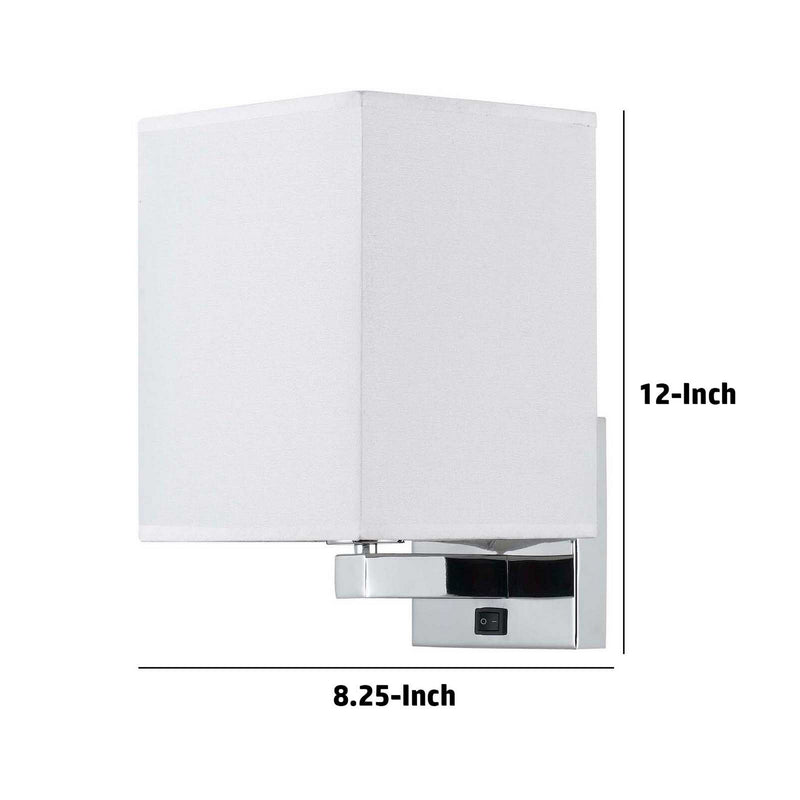 12 Inch Modern Wall Lamp With Fabric Shade On Off Rocker Switch White-zoom-
