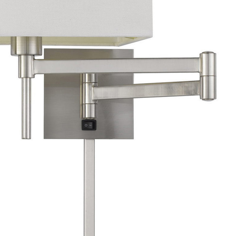 Nash 26 Inch Wall Lamp Hardback Beige Fabric Shade Chrome Swing Arm-zoom-