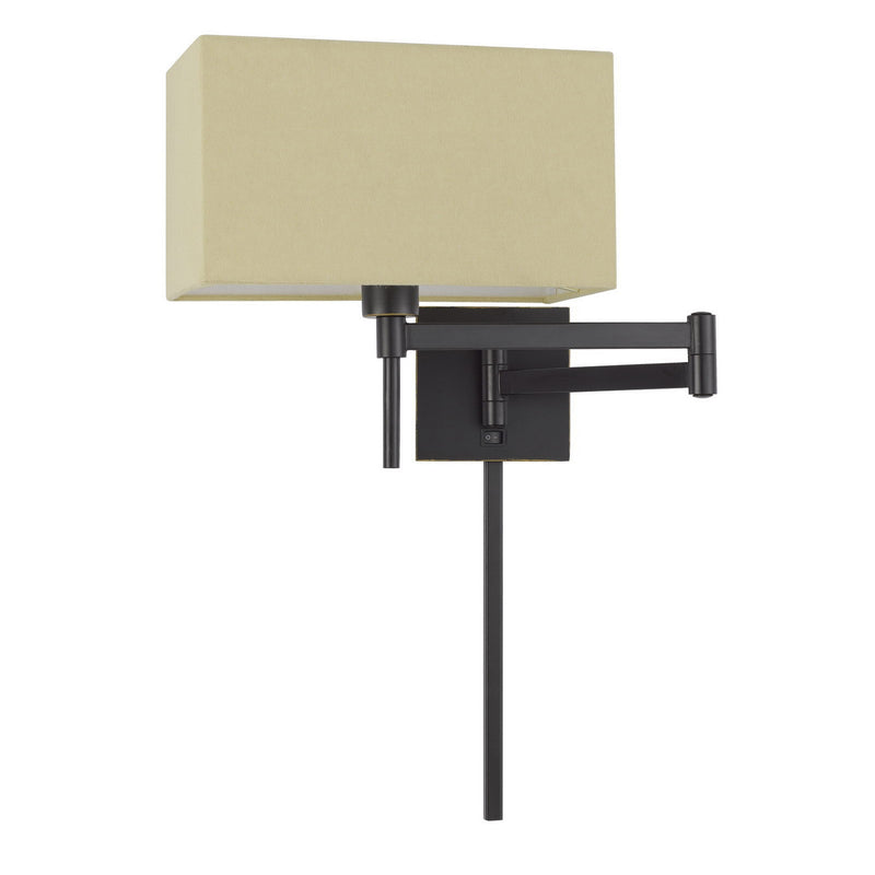 Nash 26 Inch Wall Lamp Hardback Ivory Fabric Shade Bronze Color Swing Arm-zoom-