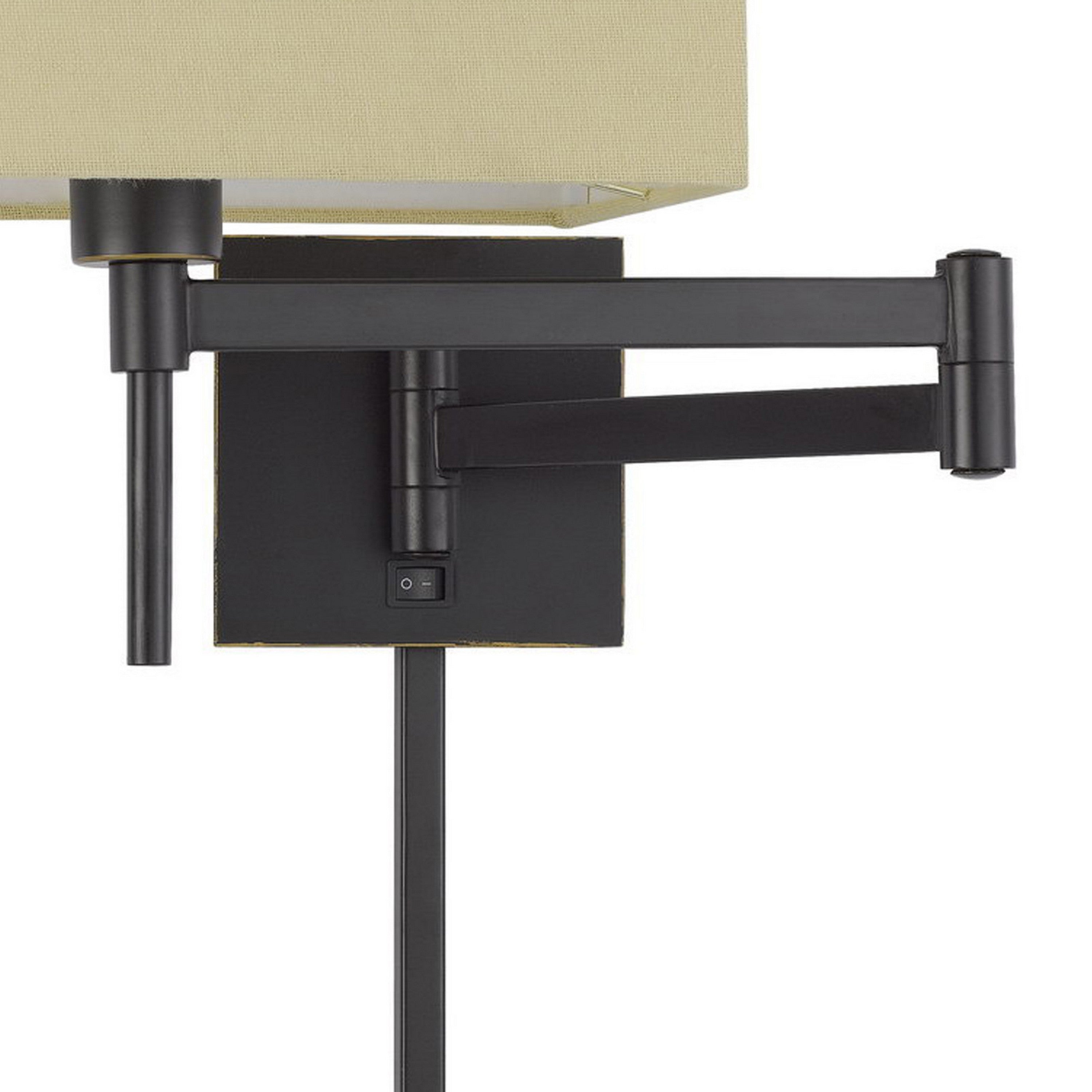 Nash 26 Inch Wall Lamp Hardback Ivory Fabric Shade Bronze Color Swing Arm-zoom-2