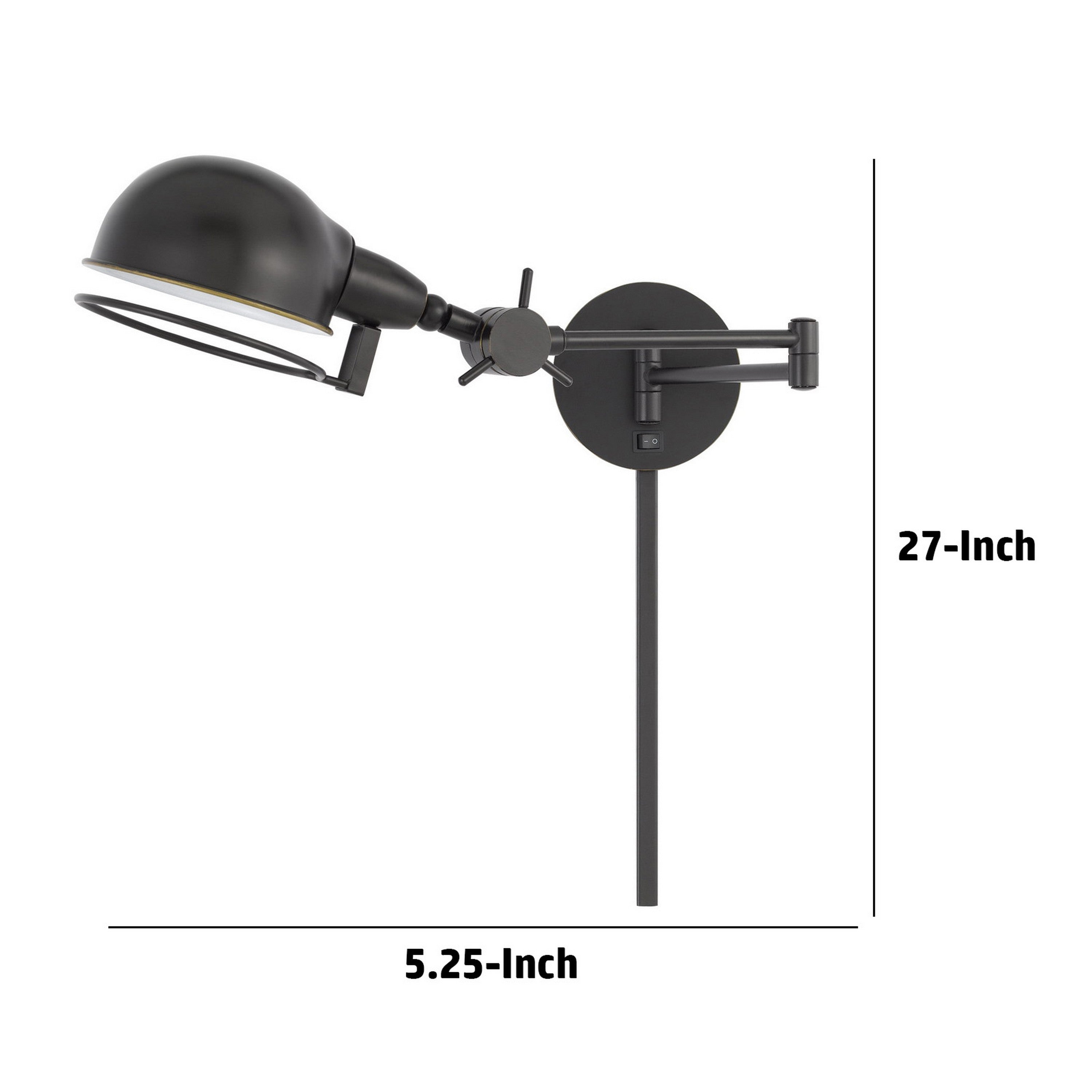 Kash 27 Inch Vintage Wall Lamp Swing Arm Adjustable Metal Shade Bronze-zoom-5