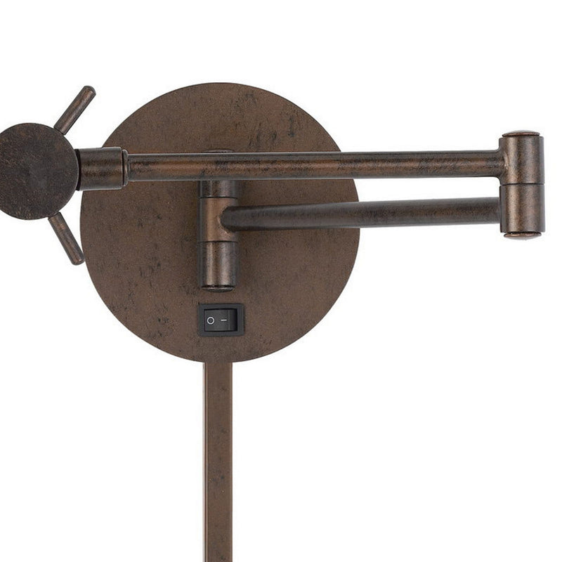 Kash 27 Inch Wall Lamp With Swing Arm Adjustable Metal Shade Rust Brown-zoom-