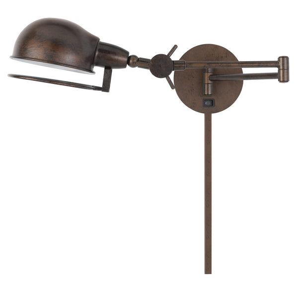Kash 27 Inch Wall Lamp With Swing Arm Adjustable Metal Shade Rust Brown