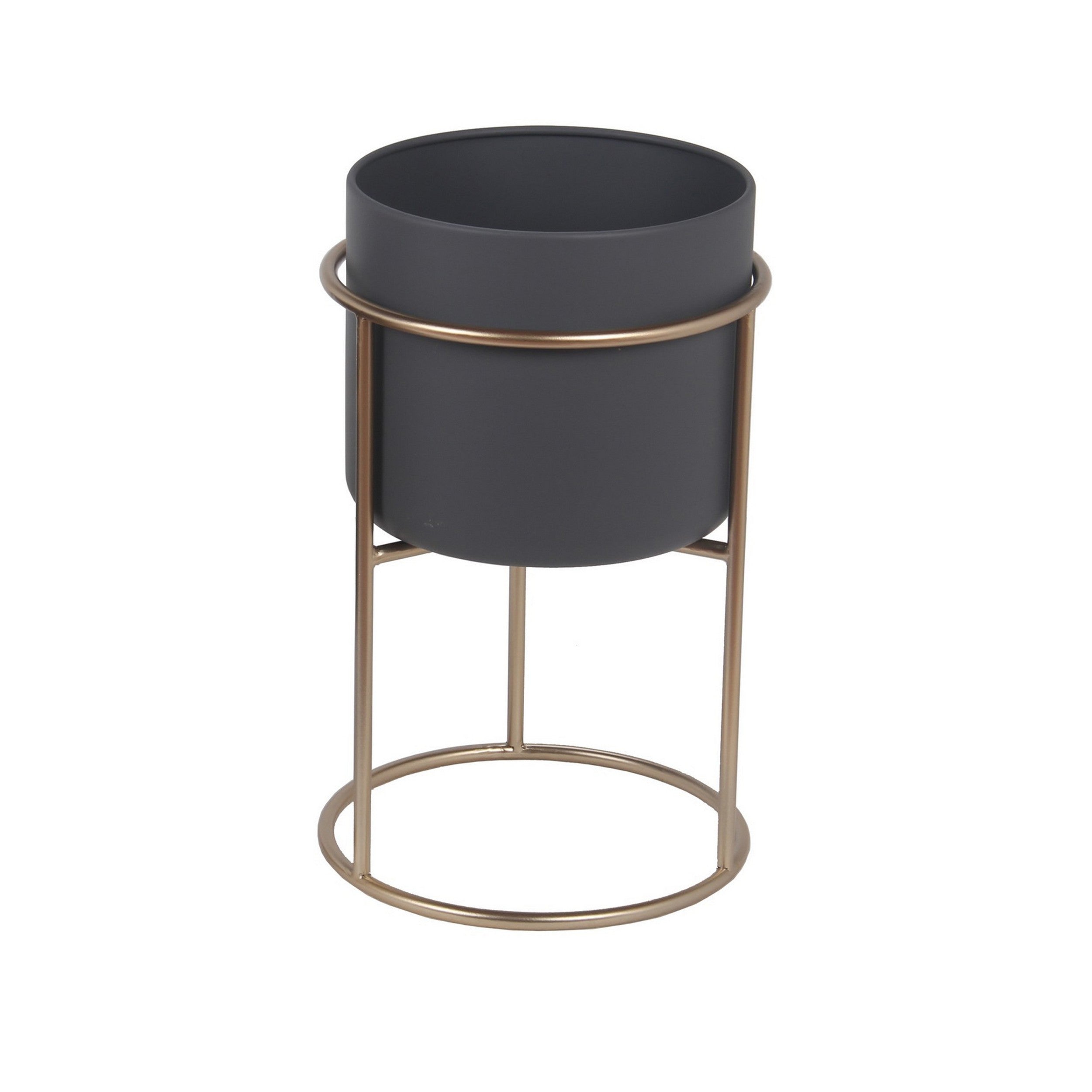 15 17 Inch Set Of 2 Classic Decorative Planters Matte Gold Gray Finish