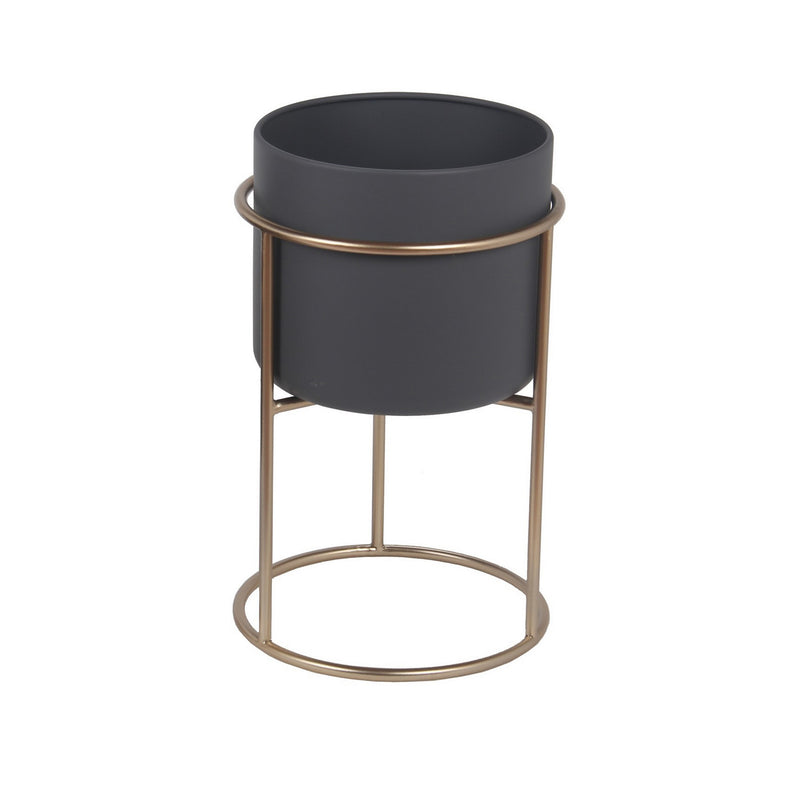 15 17 Inch Set Of 2 Classic Decorative Planters Matte Gold Gray Finish-zoom-