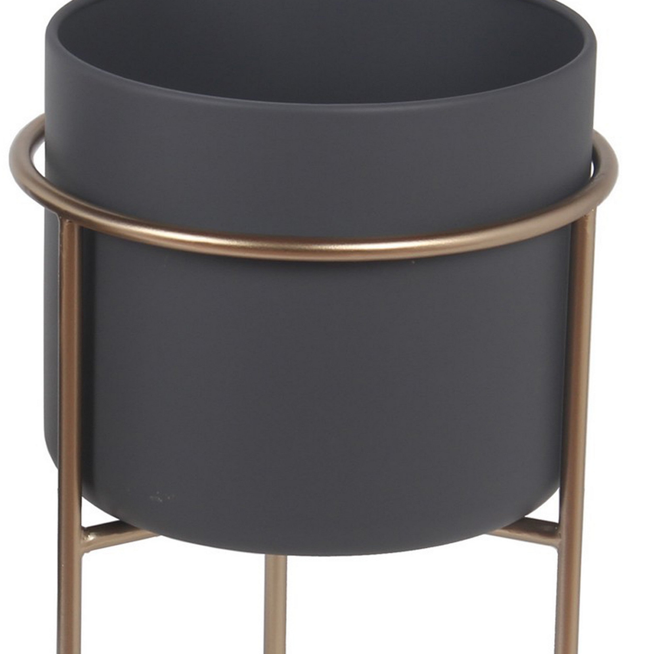 15 17 Inch Set Of 2 Classic Decorative Planters Matte Gold Gray Finish-zoom-3