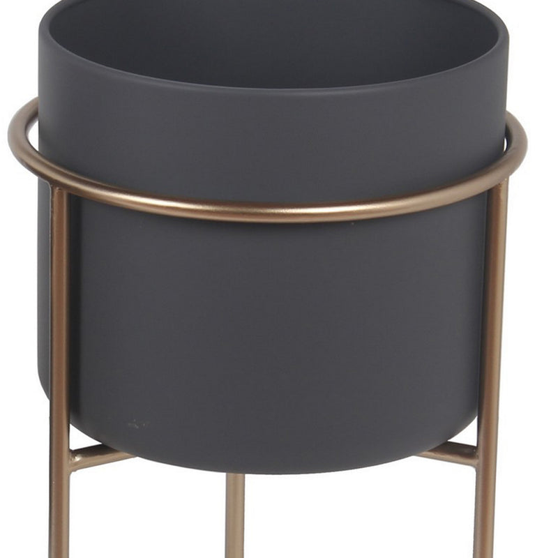 15 17 Inch Set Of 2 Classic Decorative Planters Matte Gold Gray Finish-zoom-