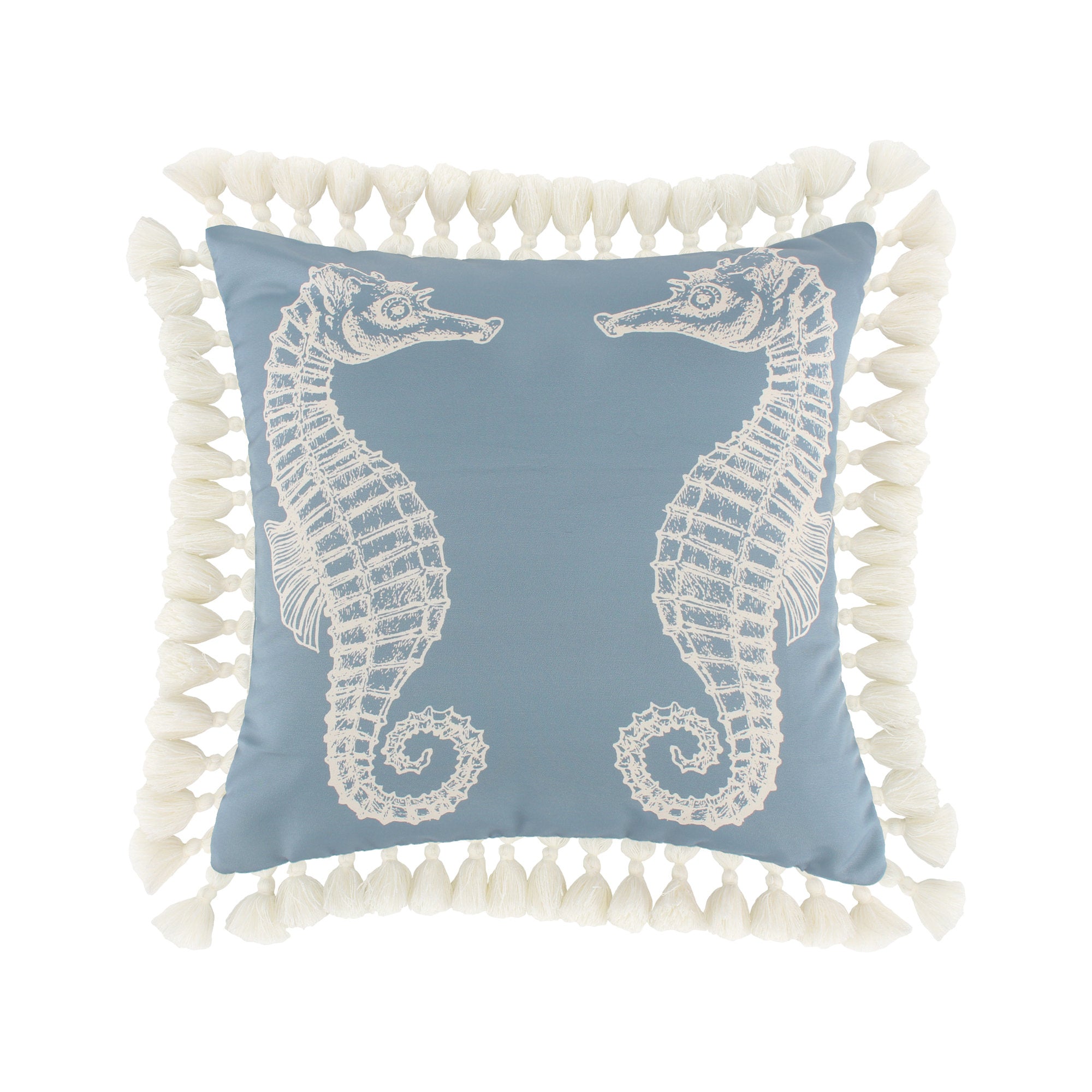 Set Of 2 Decorative Throw Pillows Seahorse And Starfish Polyester Tassels-zoom-2