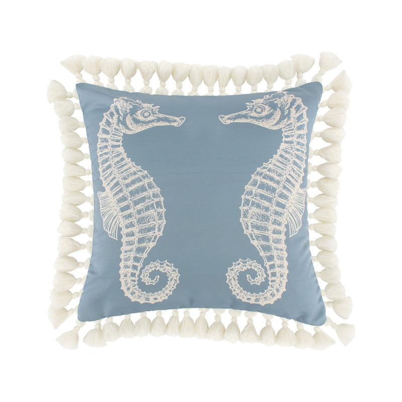 Set Of 2 Decorative Throw Pillows Seahorse And Starfish Polyester Tassels-zoom-
