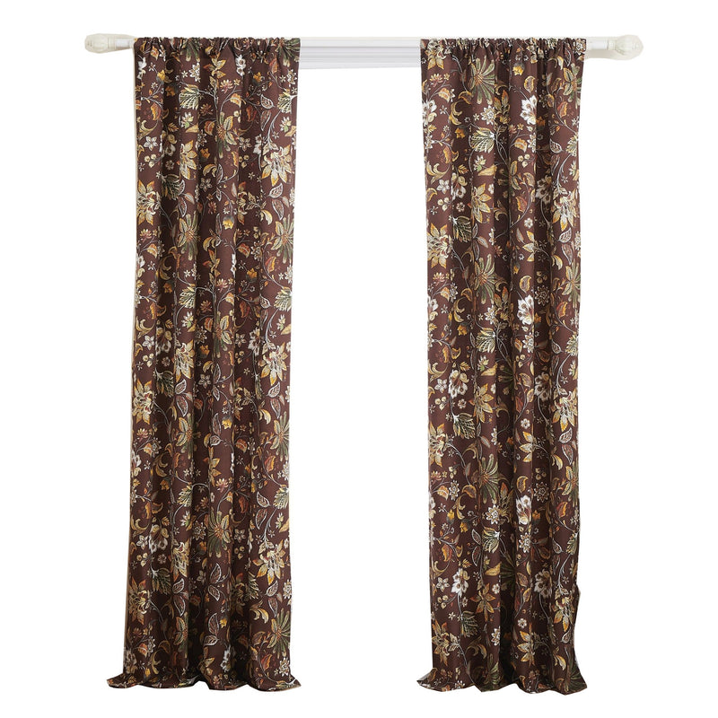 Athens 84 Inch Window Panel Curtain Brown Microfiber Polyester Jacobean-zoom-