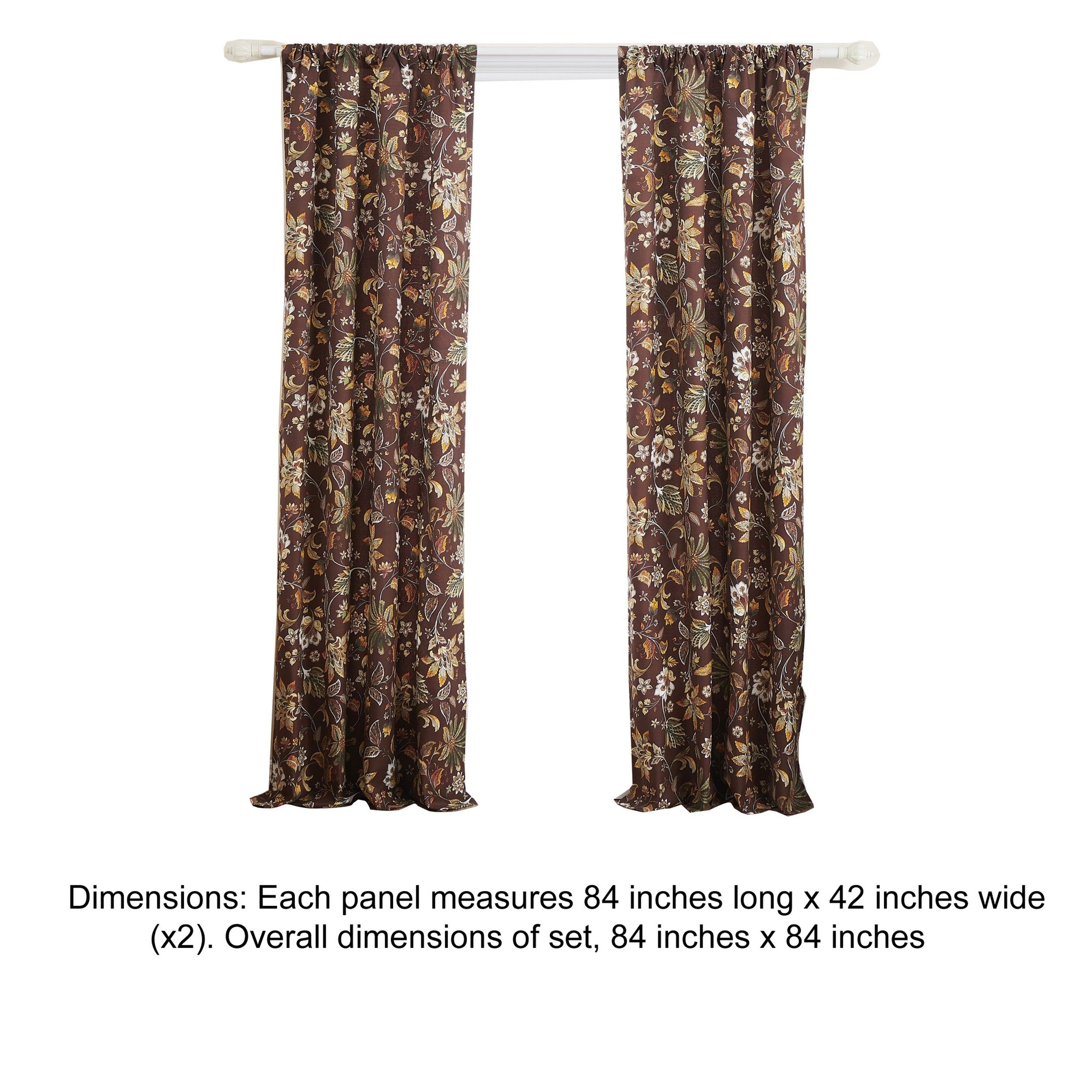 Athens 84 Inch Window Panel Curtain Brown Microfiber Polyester Jacobean-zoom-5