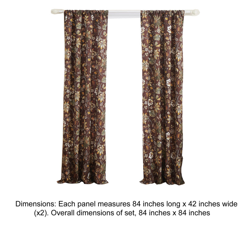 Athens 84 Inch Window Panel Curtain Brown Microfiber Polyester Jacobean-zoom-