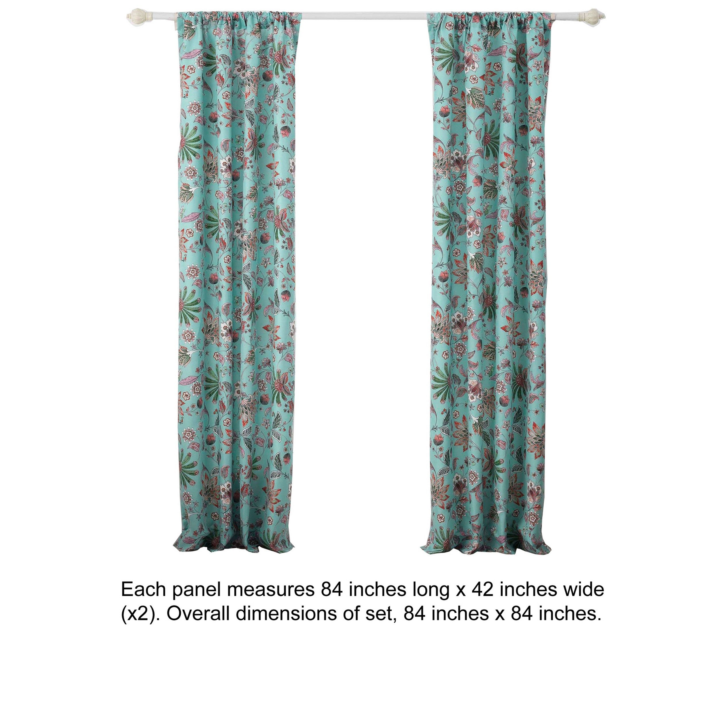 Athens 84 Inch Window Panel Curtain Blue Microfiber Polyester Jacobean-zoom-5