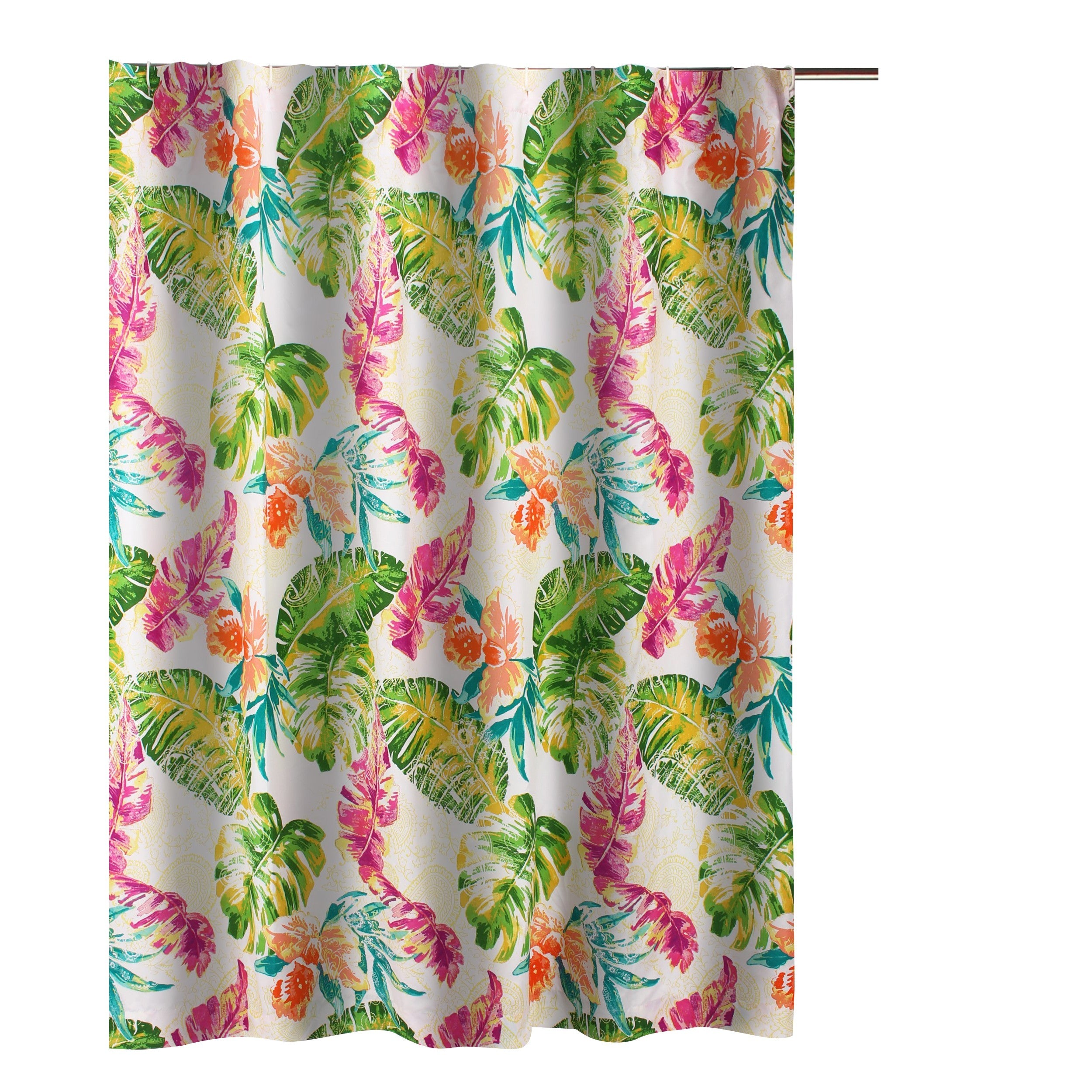 Porto 72 Inch Shower Curtain Tropical Palm Leaves Vibrant Blue And Green
