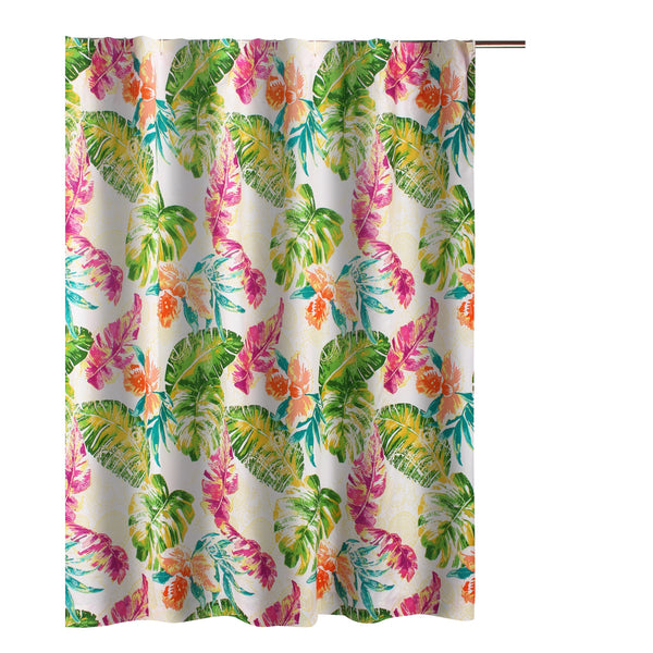 Porto 72 Inch Shower Curtain Tropical Palm Leaves Vibrant Blue And Green