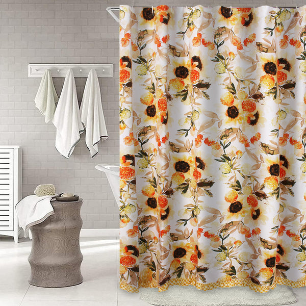 Kelsa 72 X 72 Inch Shower Curtain With Polyester Ruffled Border Gold-zoom-