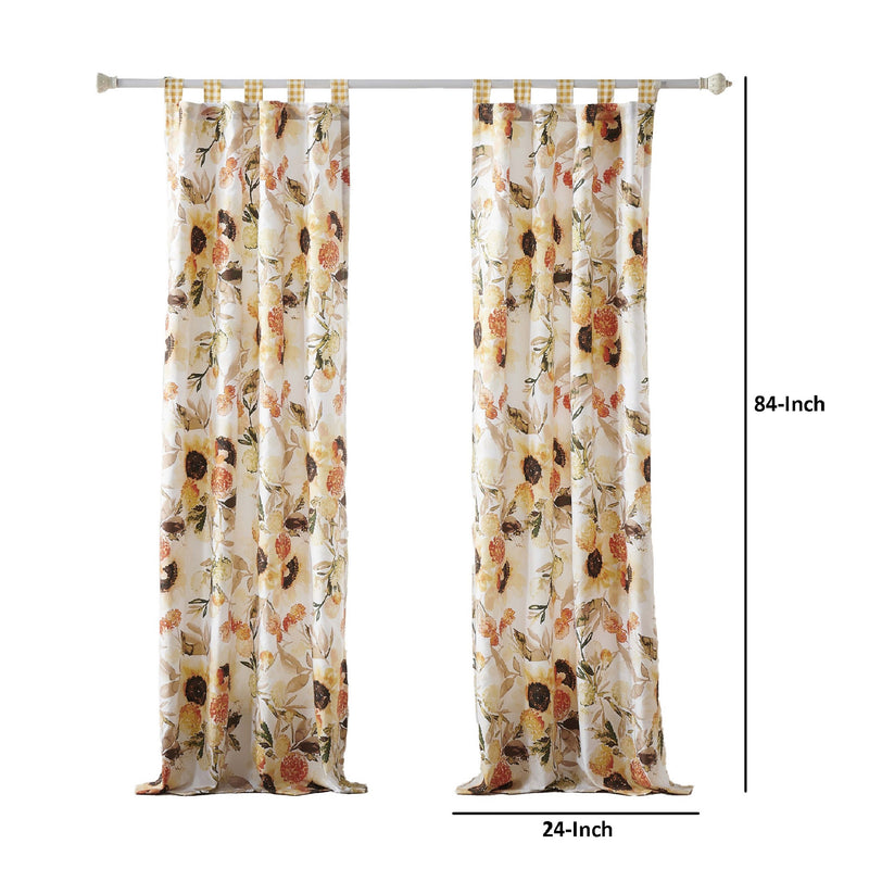 Kelsa Set Of 2 Panel Curtains With Watercolor Sunflowers Ruffled Gold-zoom-