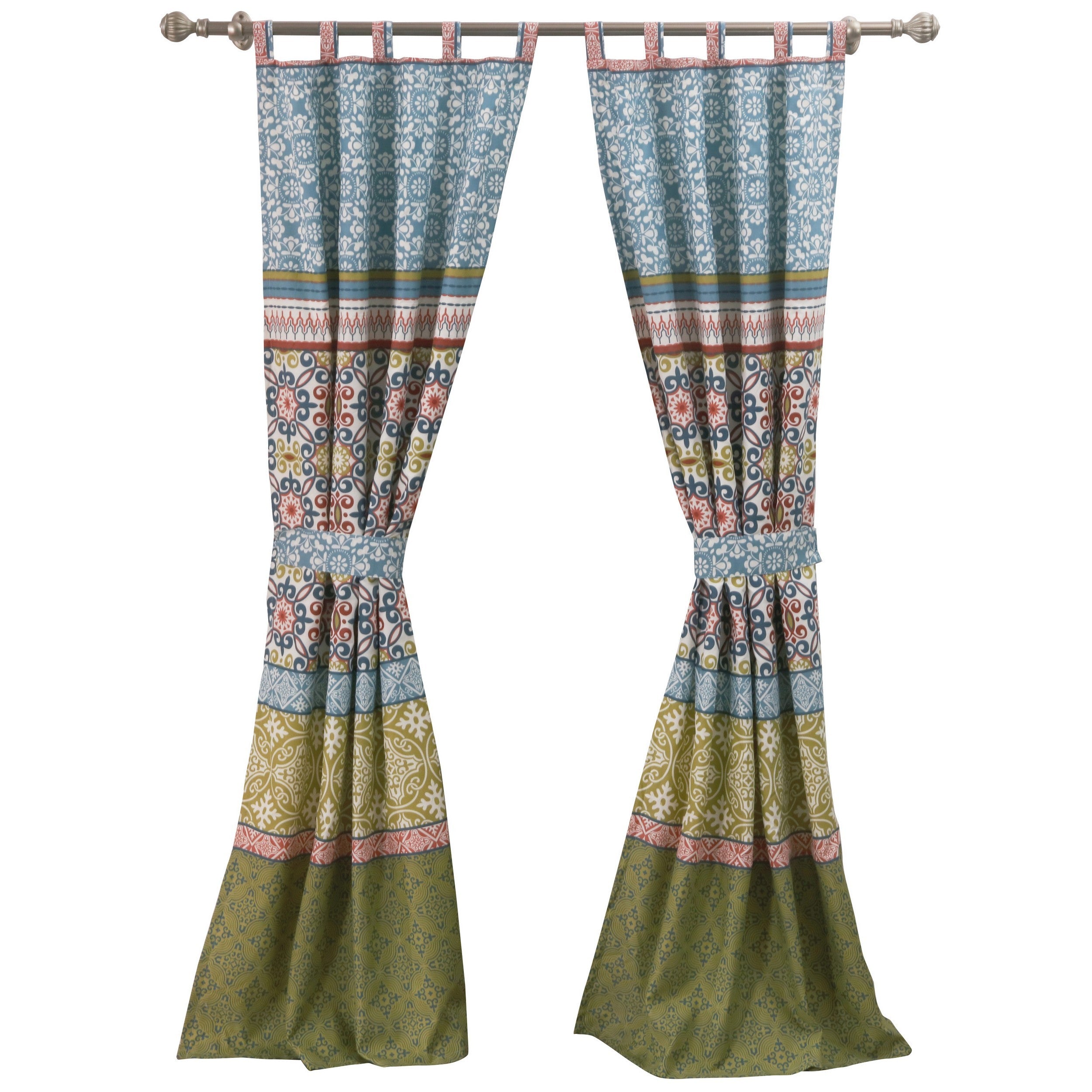 Kaw Set Of 2 Panel Curtains Multicolor Geometric Patterns Polyester-zoom-2