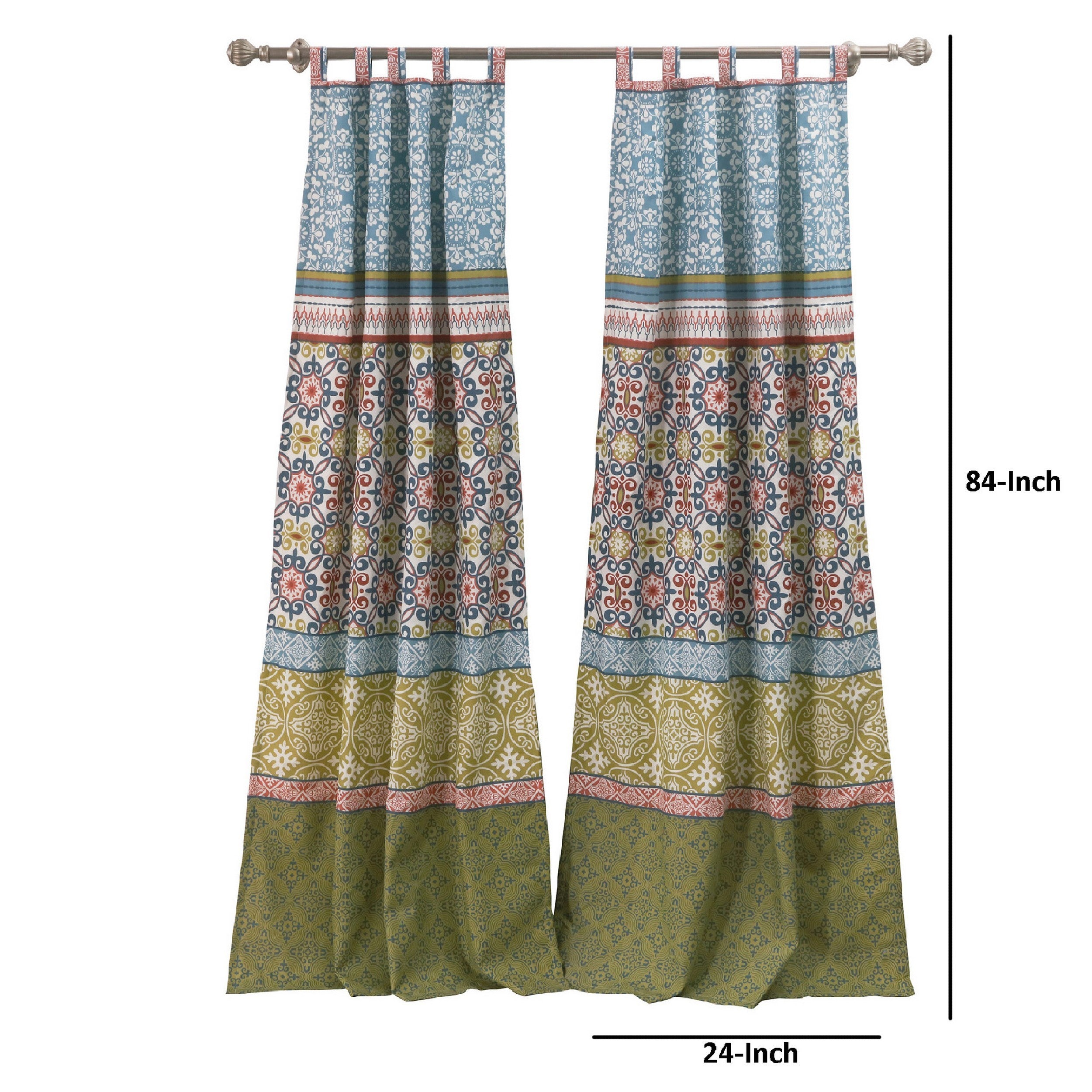 Kaw Set Of 2 Panel Curtains Multicolor Geometric Patterns Polyester-zoom-5