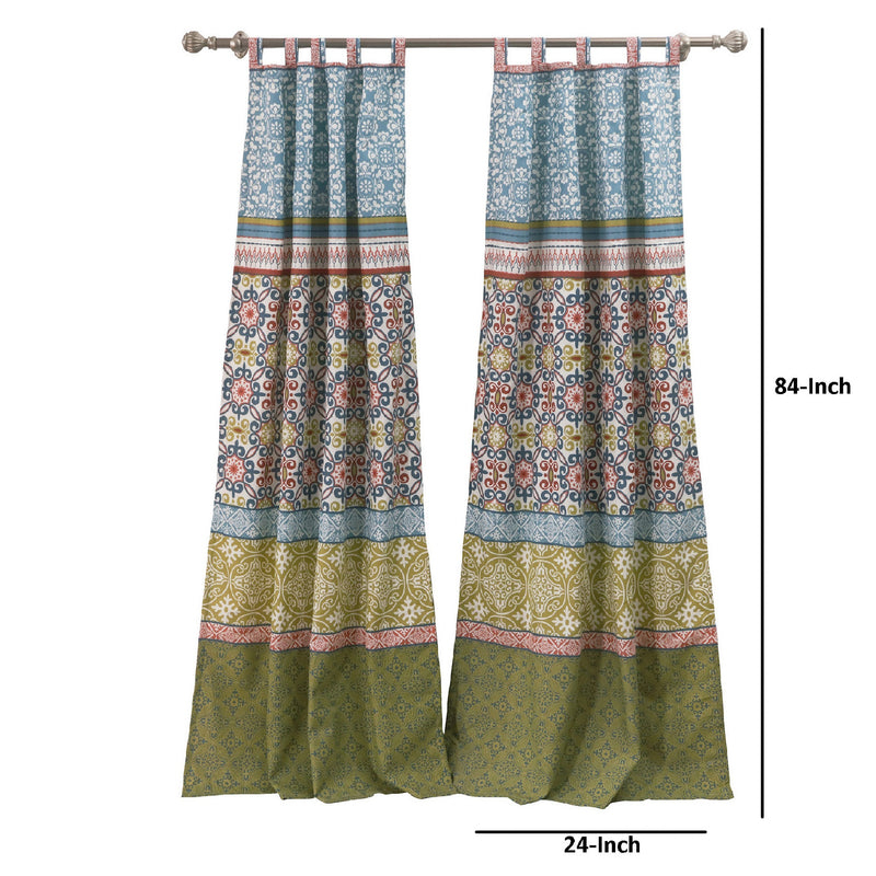 Kaw Set Of 2 Panel Curtains Multicolor Geometric Patterns Polyester-zoom-