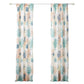 Geo 84 Inch Window Curtains White Blue Polyester Seashells Ferns Print