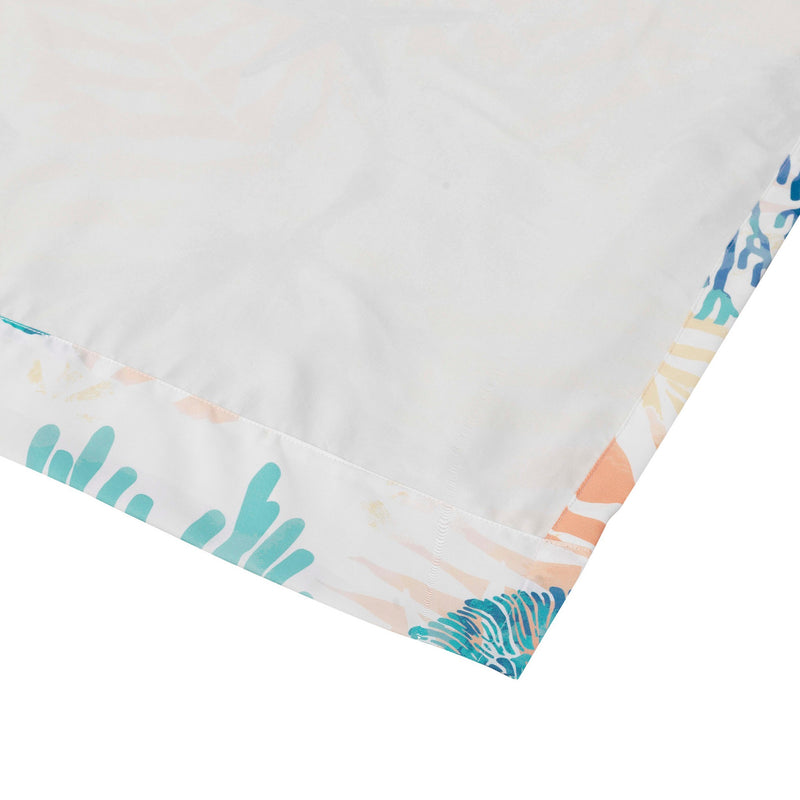 Geo 84 Inch Window Curtains White Blue Polyester Seashells Ferns Print-zoom-