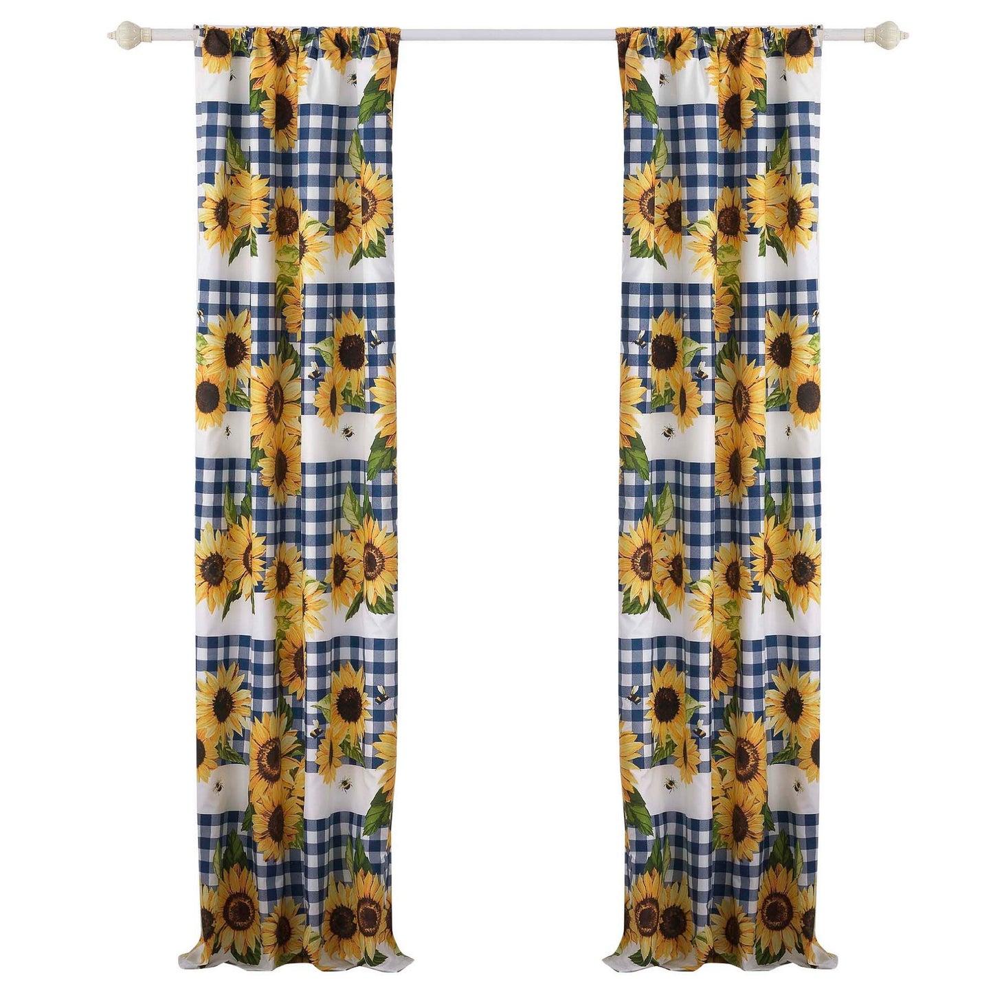 Oslo 84 Inch Panel Curtains Microfiber Polyester Yellow Sunflower Print