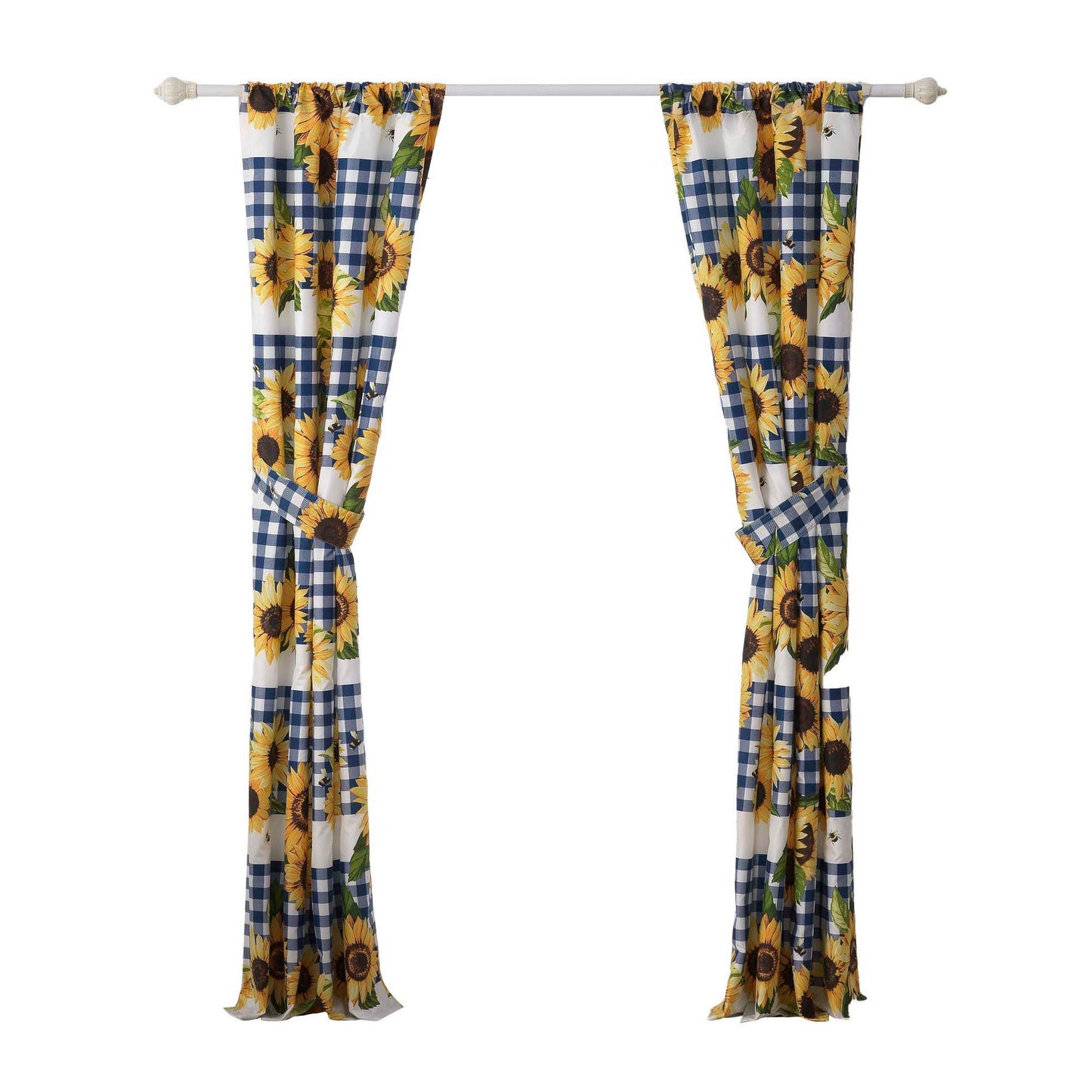 Oslo 84 Inch Panel Curtains Microfiber Polyester Yellow Sunflower Print