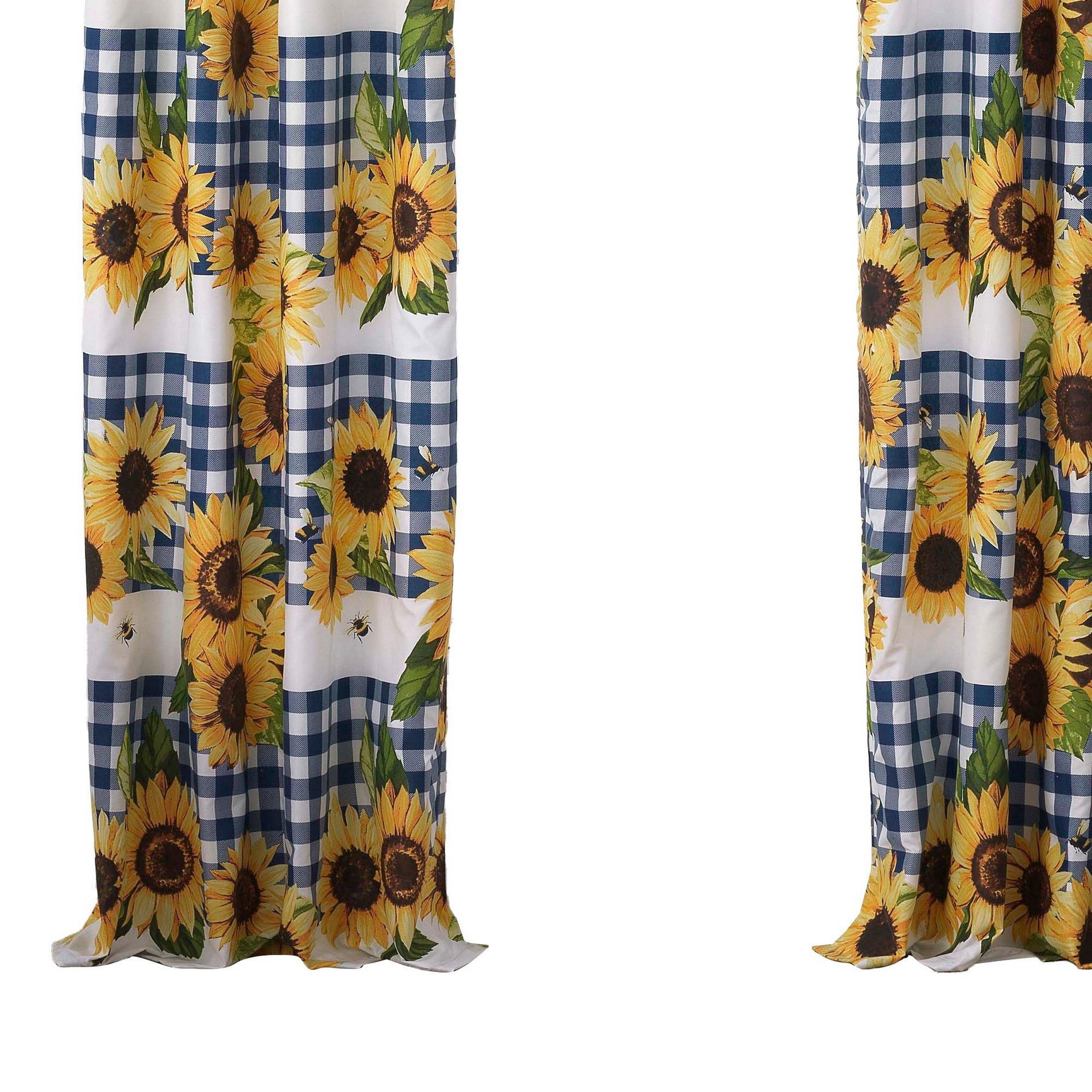 Oslo 84 Inch Panel Curtains Microfiber Polyester Yellow Sunflower Print-zoom-3