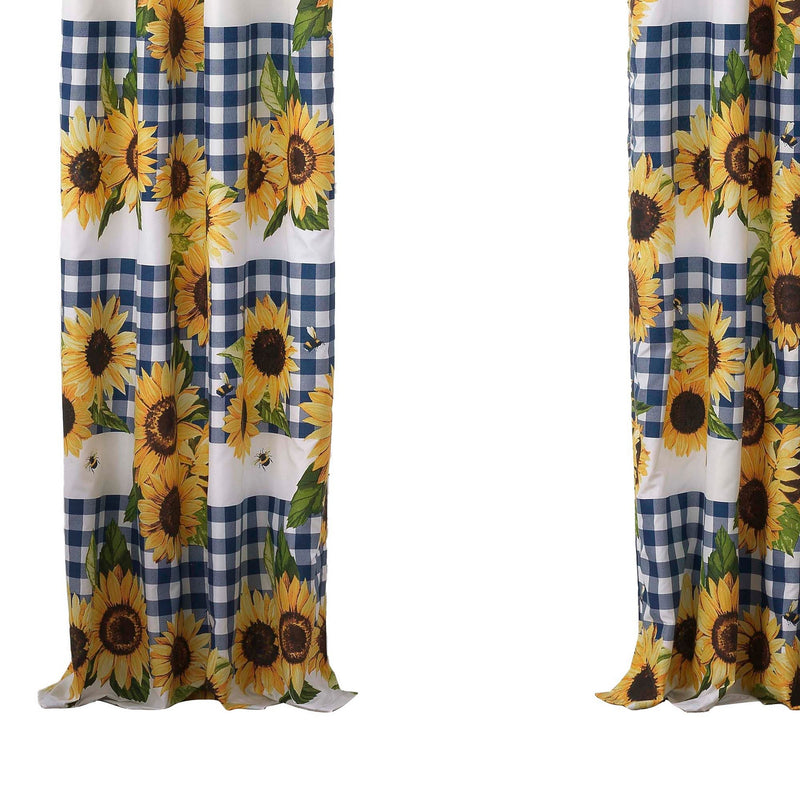 Oslo 84 Inch Panel Curtains Microfiber Polyester Yellow Sunflower Print-zoom-
