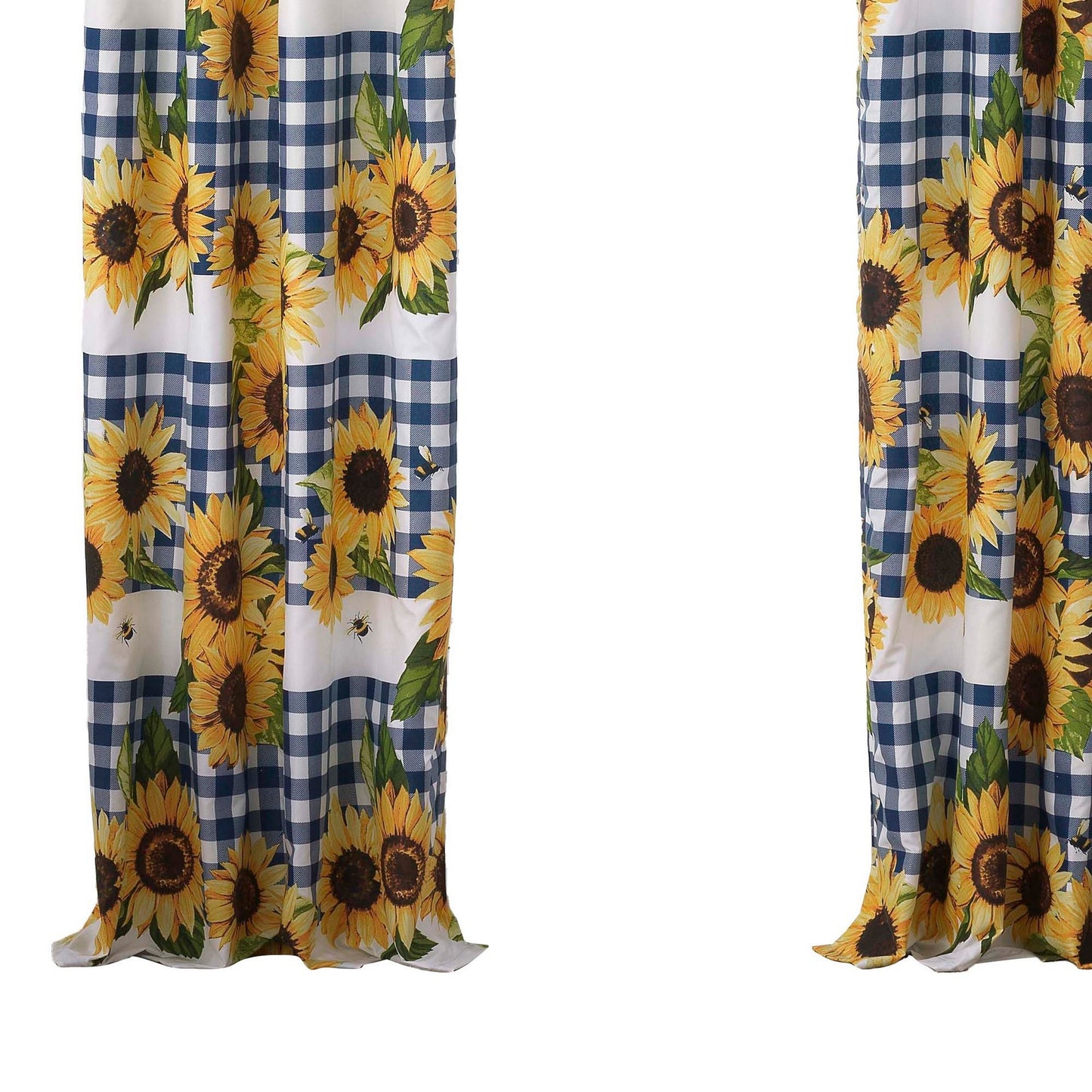 Oslo 84 Inch Panel Curtains Microfiber Polyester Yellow Sunflower Print