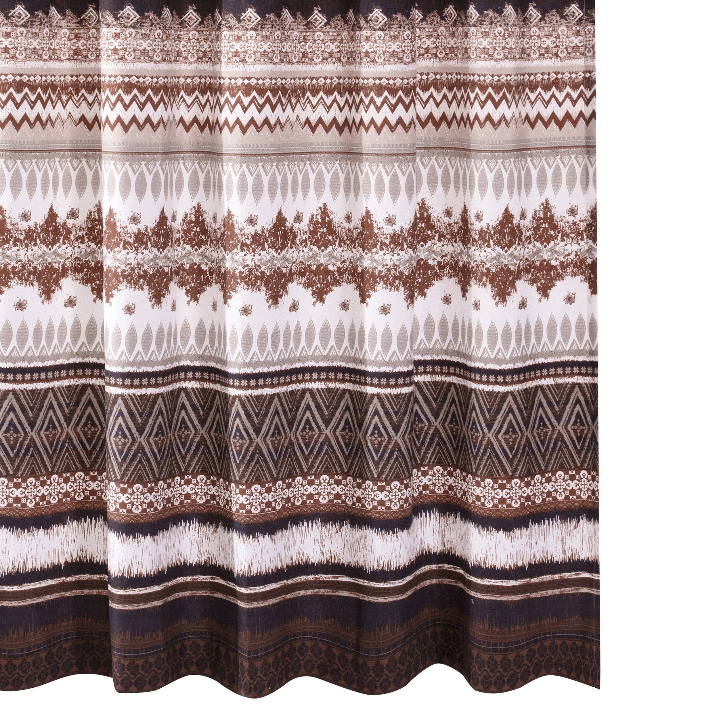 Roca 72 Inch Shower Curtain Coffee Brown Striped Printing Button Holes