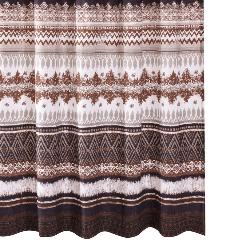 Roca 72 Inch Shower Curtain Coffee Brown Striped Printing Button Holes-zoom-