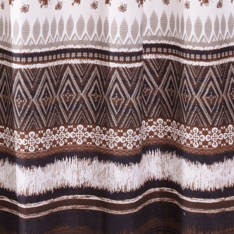Roca 72 Inch Shower Curtain Coffee Brown Striped Printing Button Holes-zoom-