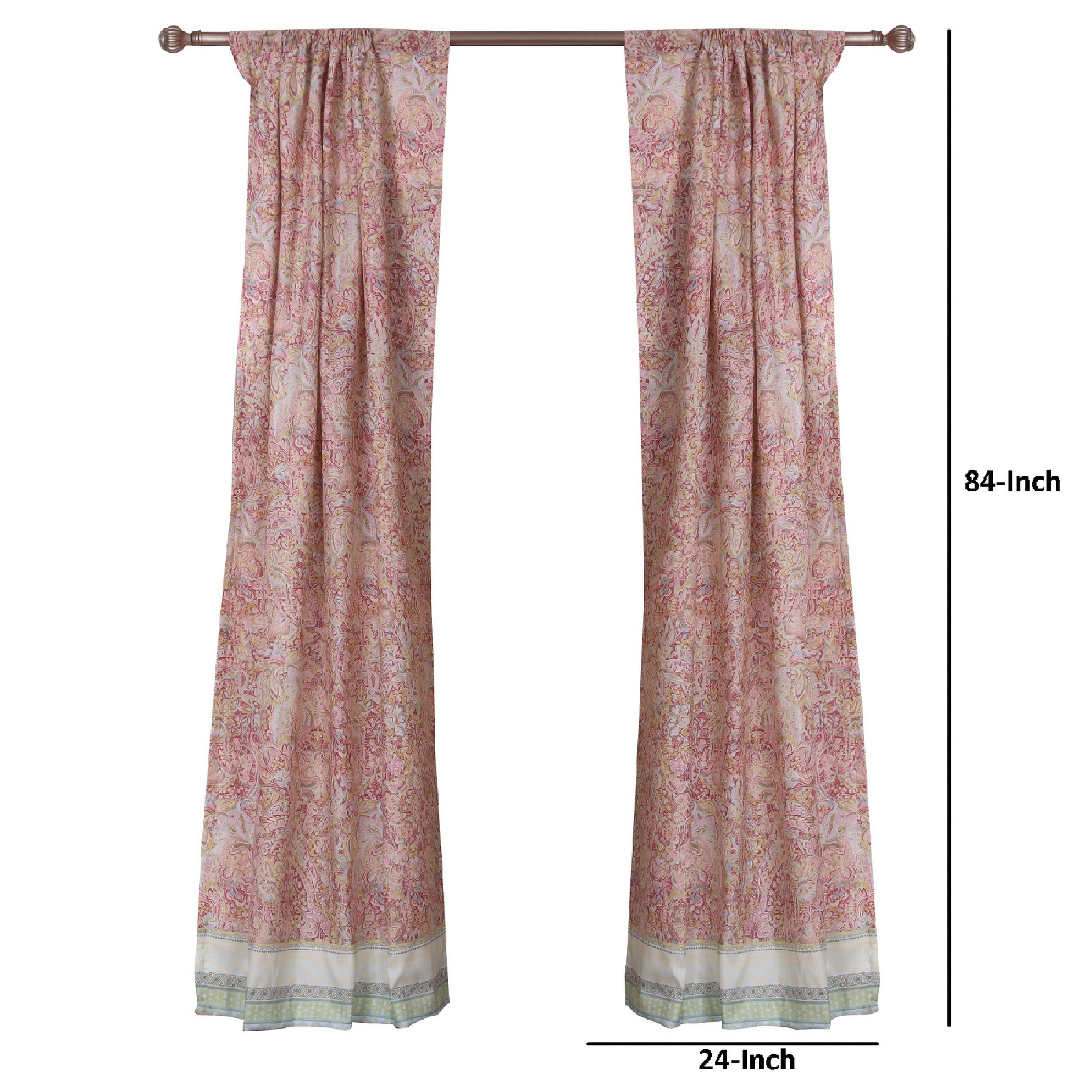 Rua 84 Inch Window Curtains Ferns Lotuses Rose Pink Microfiber Rod Holes-zoom-5