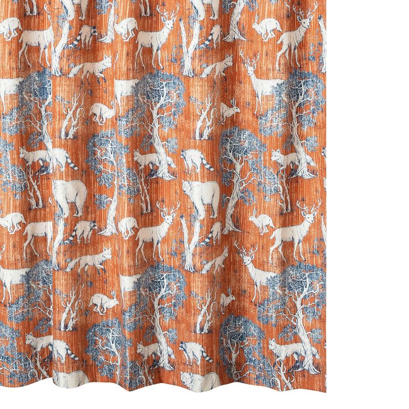Gin 72 Inch Shower Curtain Fun Deer And Bears Print Orange Microfiber-zoom-