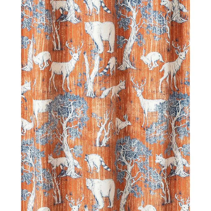 Gin 72 Inch Shower Curtain Fun Deer And Bears Print Orange Microfiber-zoom-