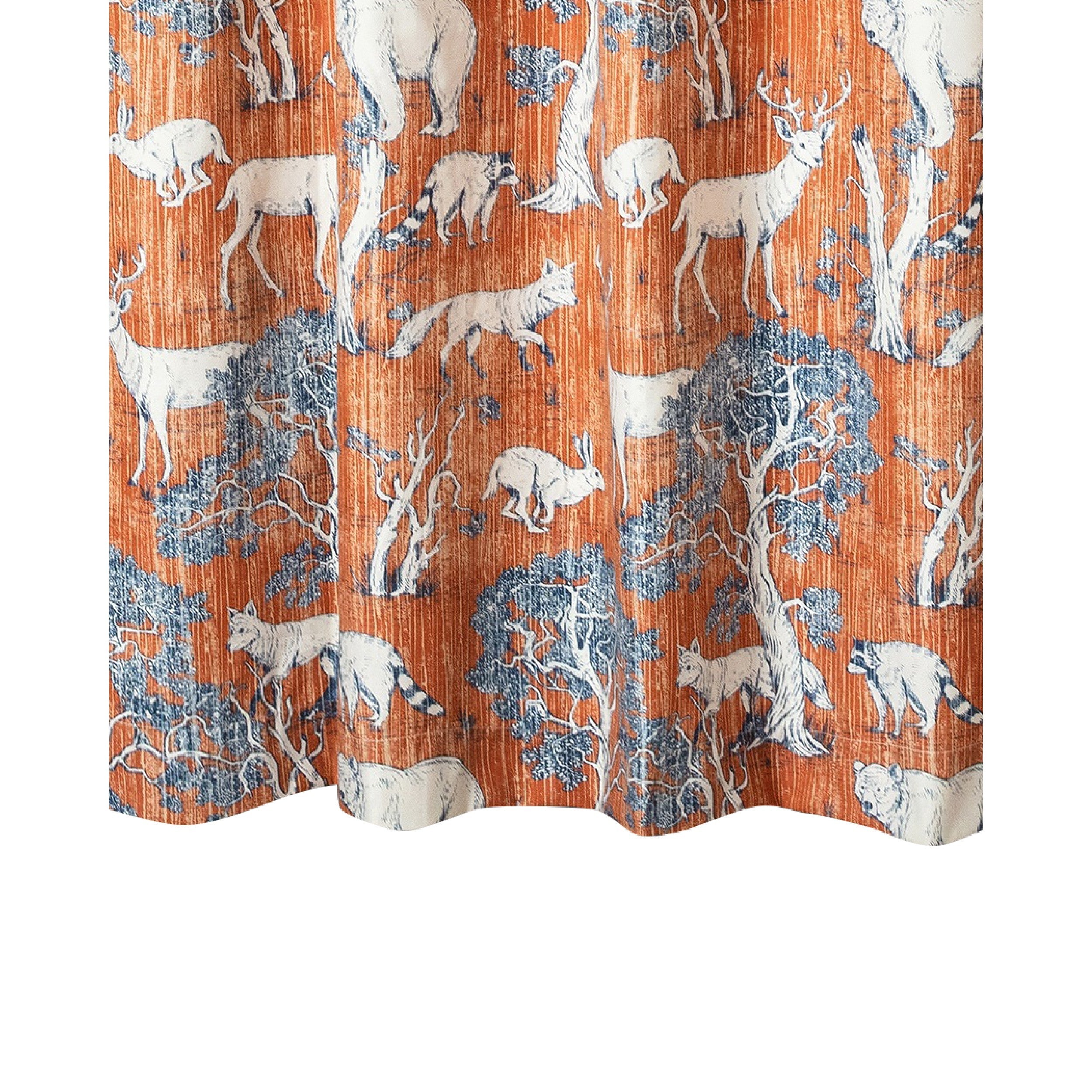Gin 72 Inch Shower Curtain Fun Deer And Bears Print Orange Microfiber-zoom-4