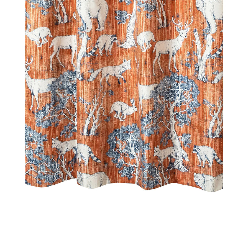 Gin 72 Inch Shower Curtain Fun Deer And Bears Print Orange Microfiber-zoom-