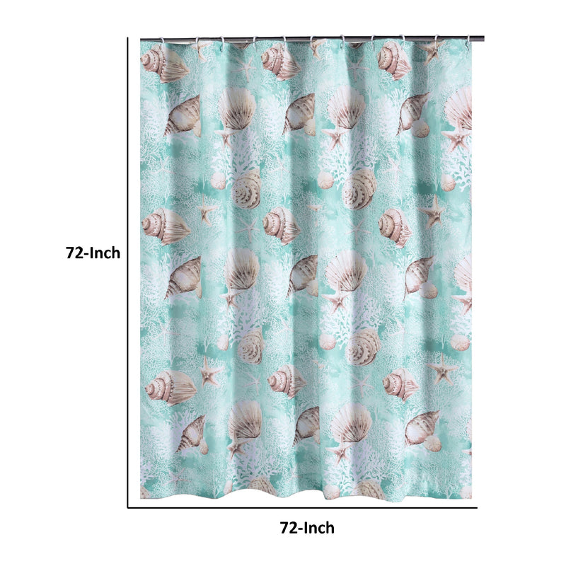 Logan 72 Inch Shower Curtain Coastal Light Blue Conch Shells Print-zoom-
