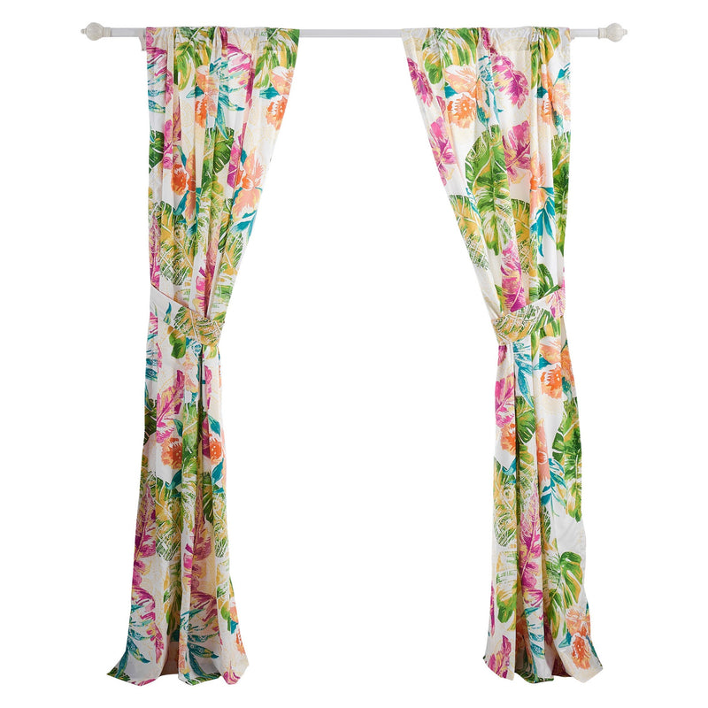 Porto 84 Inch Panel Window Curtains Tropical Palm Leaves Green And Blue-zoom-