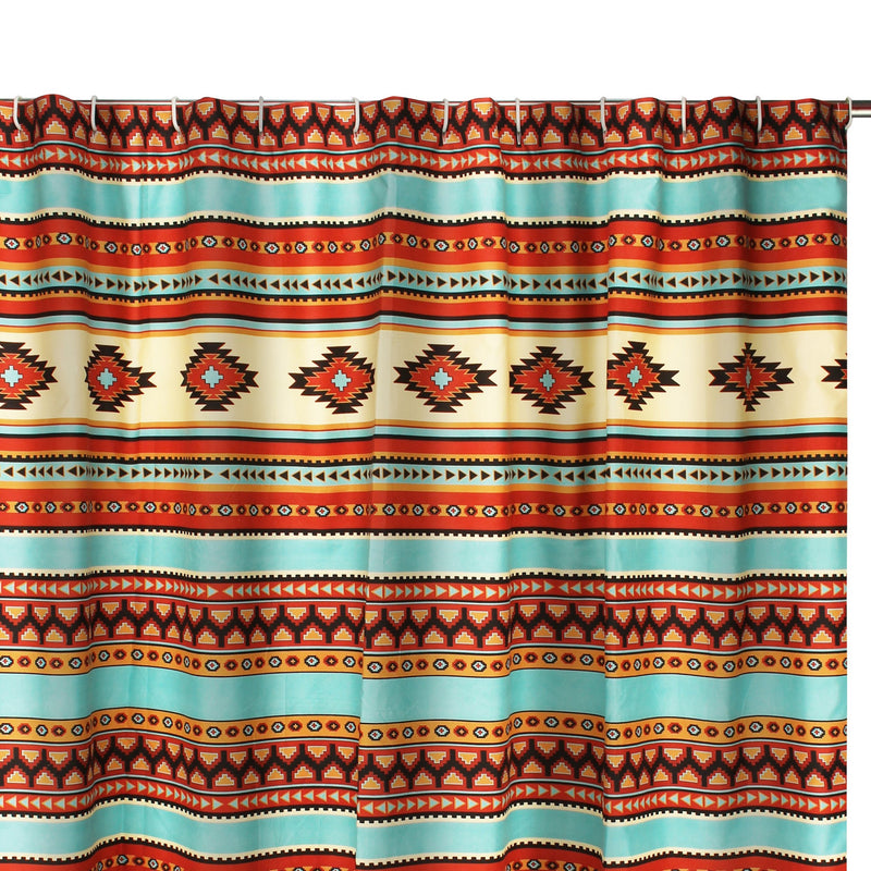 Tagus 72 Inch Shower Curtain Natural Southwest Patterns Button Holes-zoom-